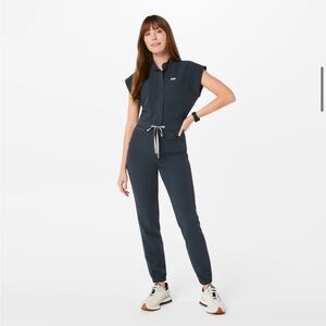 FIGS Rafaela Cargo Scrub Jumpsuit, XS, DARK HARBOR